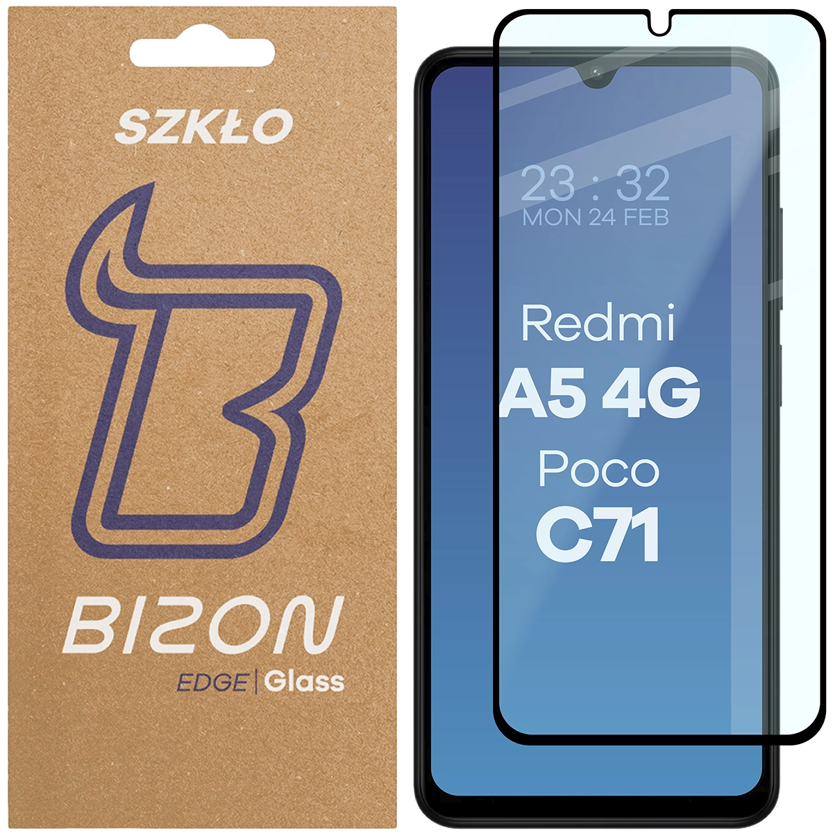 Szkło hartowane na cały ekran Bizon Glass Edge dla Xiaomi Redmi A5 4G/Poco C71
